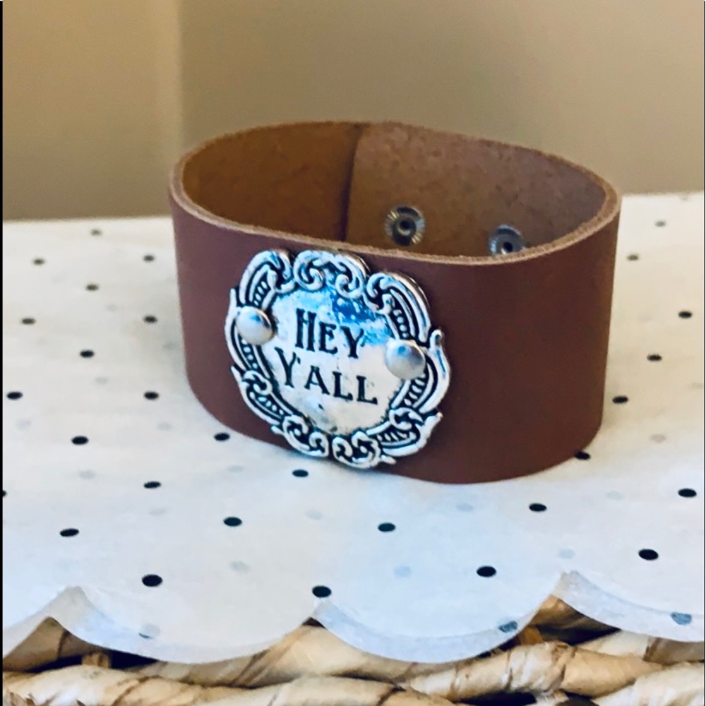Hey Y’all Leather cuff bracelet